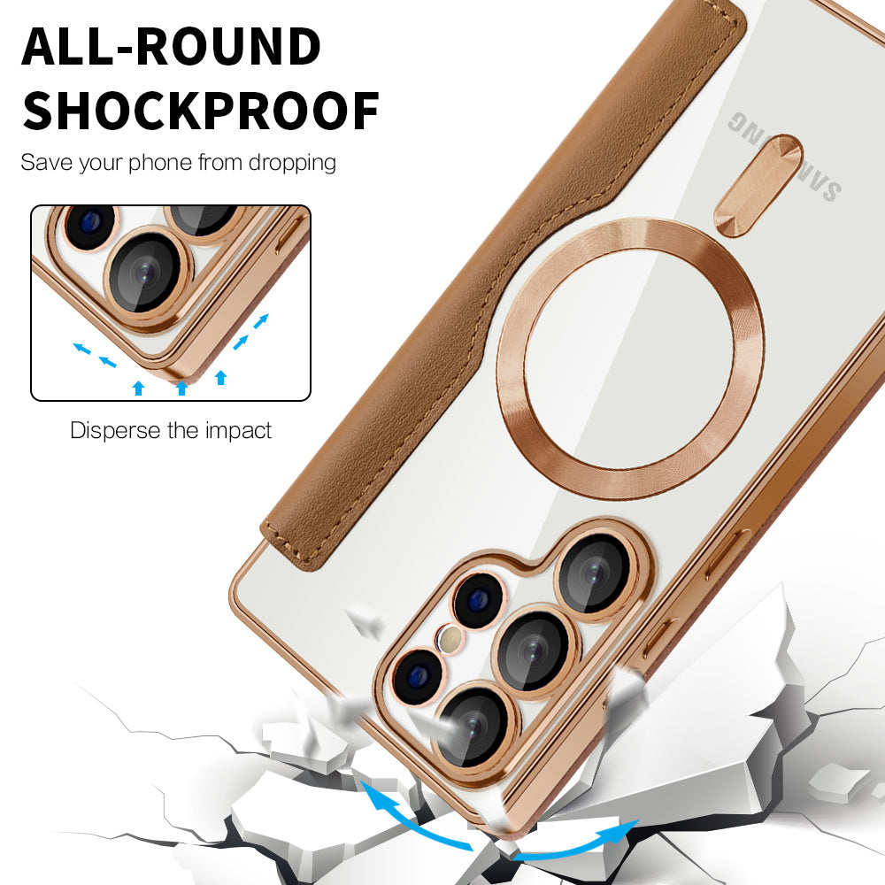 MagSafe Case for Samsung Galaxy S25 Ultra S938, Techsuit, SmartMag Book, Brown