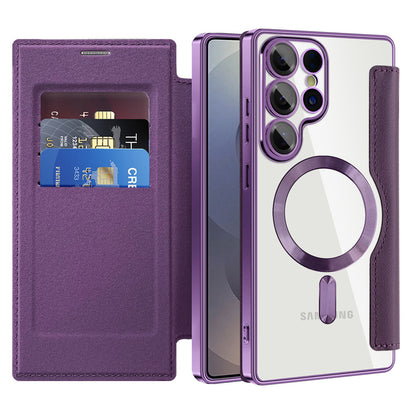 MagSafe Case for Samsung Galaxy S25 Ultra S938, Techsuit, SmartMag Book, Purple
