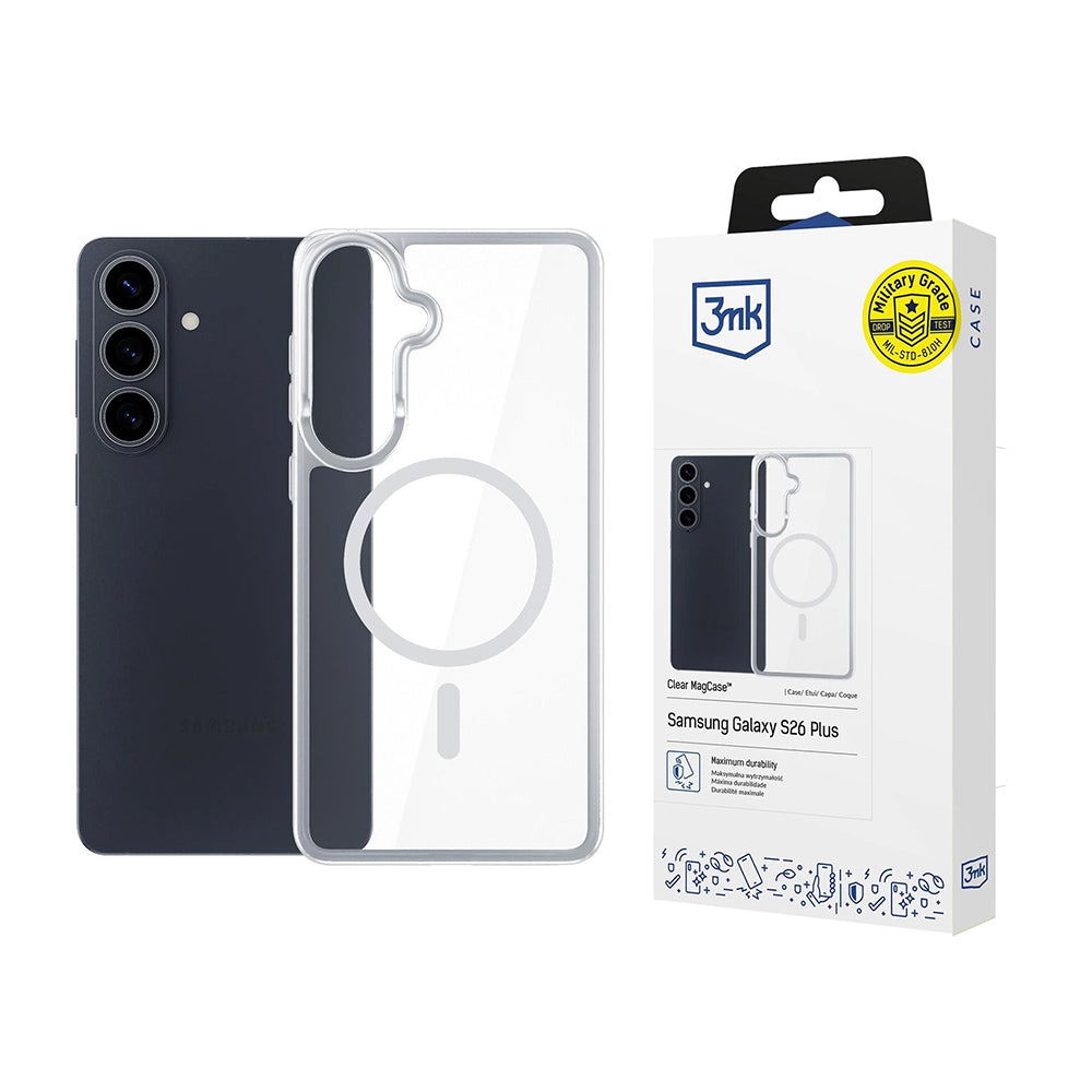 MagSafe Case for Samsung Galaxy S26 Plus S947, 3MK, Armor MagCase, Transparent
