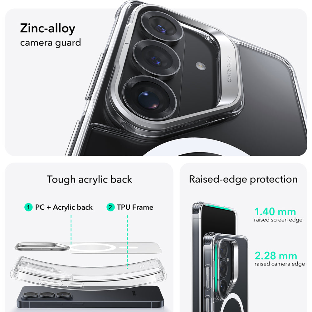 MagSafe Case for Samsung Galaxy S26 Plus, ESR, Classic Hybrid Kickstand, Transparent