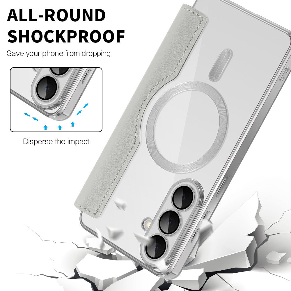 MagSafe Case for Samsung Galaxy S26 Plus, Techsuit, SmartMag Book, Gray