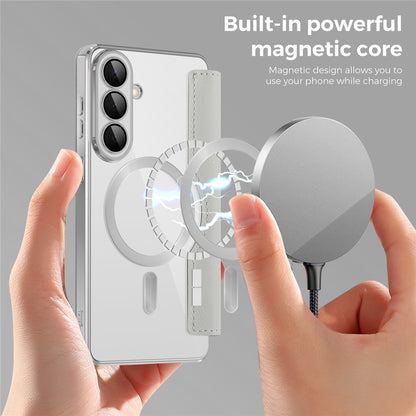 MagSafe Case for Samsung Galaxy S26 Plus, Techsuit, SmartMag Book, Gray