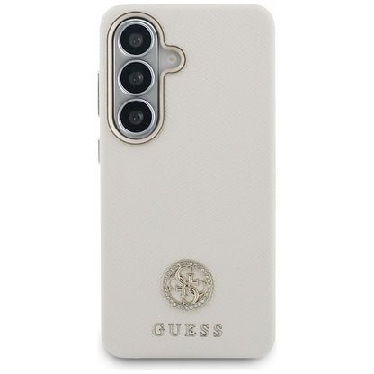 MagSafe Case for Samsung Galaxy S26 S942, Guess, Rhinestone Round Logo, Beige
