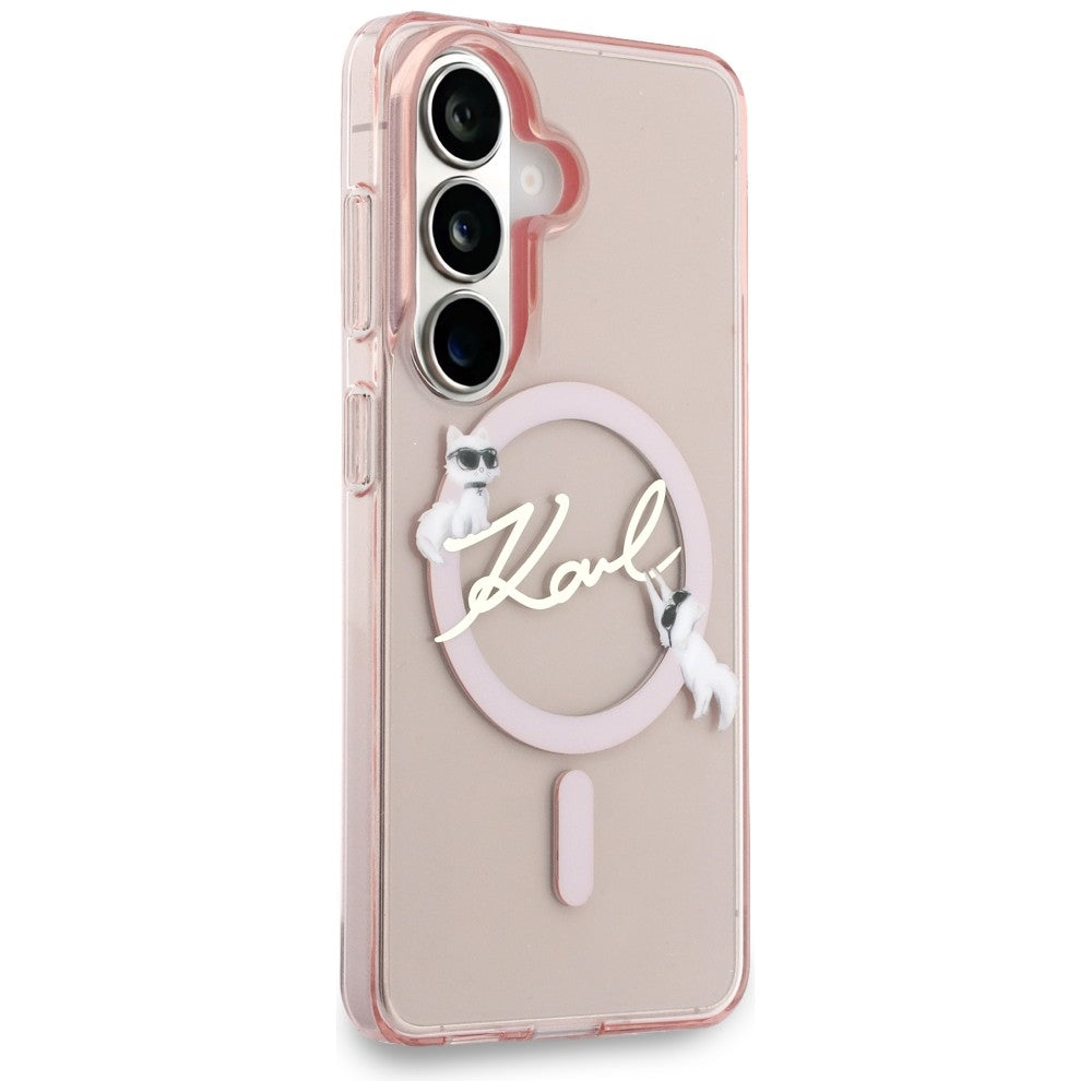 MagSafe Case for Samsung Galaxy S26 S942, Karl Lagerfeld, IML Choupette Karl Script Logo, Pink