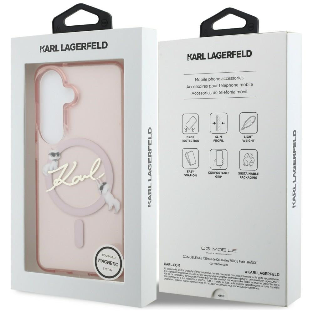MagSafe Case for Samsung Galaxy S26 S942, Karl Lagerfeld, IML Choupette Karl Script Logo, Pink