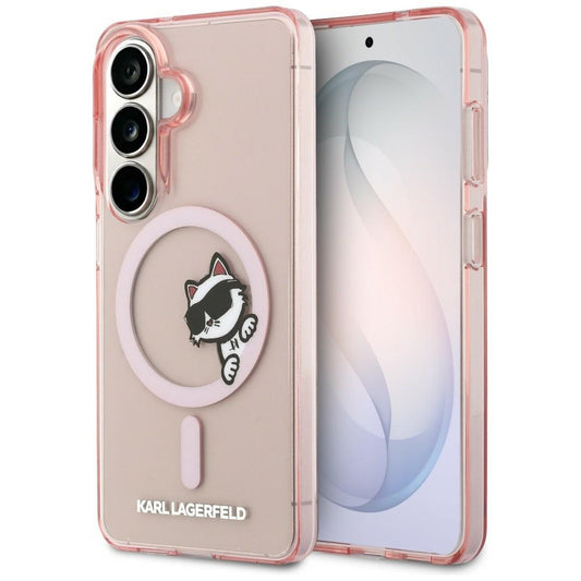 MagSafe Case for Samsung Galaxy S26 S942, Karl Lagerfeld, IML Choupette Peekaboo Logo, Pink