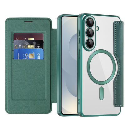 MagSafe Case for Samsung Galaxy S26, Techsuit, SmartMag Book, Green