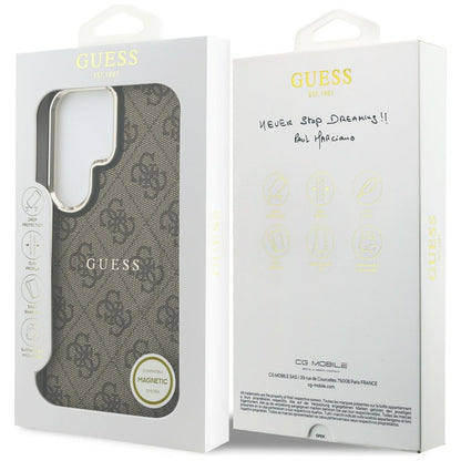 MagSafe Case for Samsung Galaxy S26 Ultra S948, Guess, 4G Embossed Ring, Brown