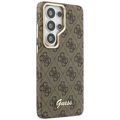 MagSafe Case for Samsung Galaxy S26 Ultra S948, Guess, 4G Script Logo, Brown