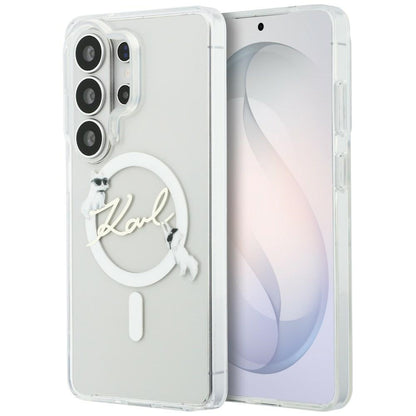 MagSafe Case for Samsung Galaxy S26 Ultra S948, Karl Lagerfeld, IML Choupette Karl Script Logo, White