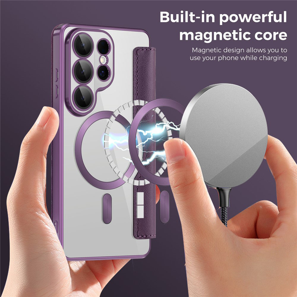 MagSafe Case for Samsung Galaxy S26 Ultra S948, Techsuit, SmartMag Book, Purple