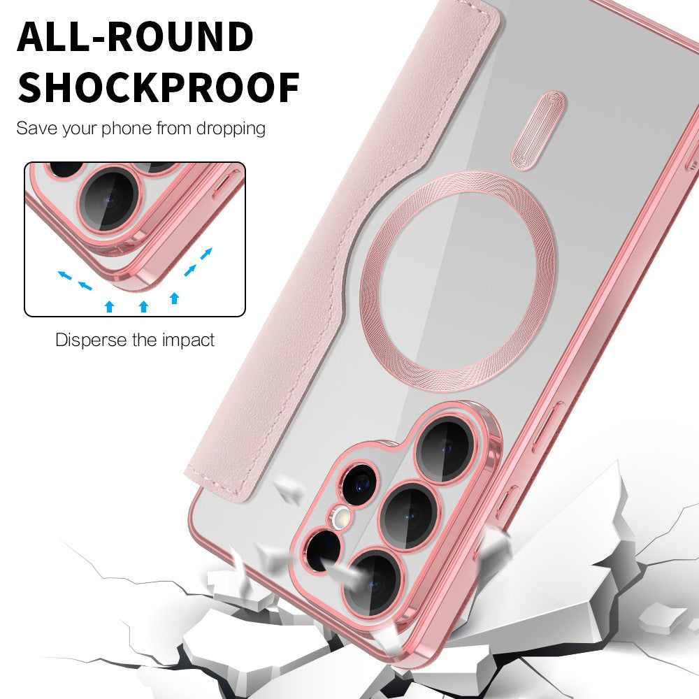 MagSafe Case for Samsung Galaxy S26 Ultra S948, Techsuit, SmartMag Book, Pink