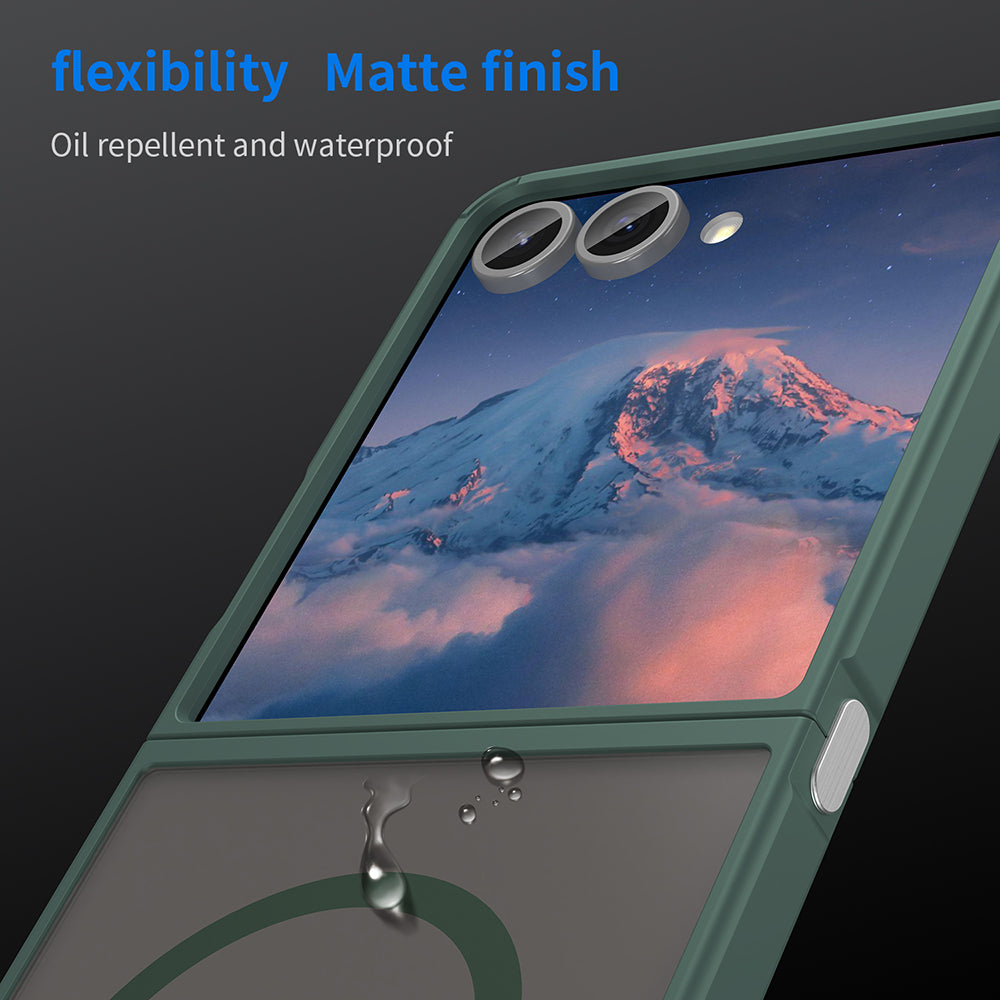 MagSafe Case for Samsung Galaxy Z Flip7 F766, Techsuit, HaloFrost II, Green
