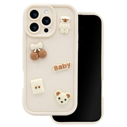 Case for Apple iPhone 15, OEM, Ultra Trendy 3D Bear, Beige