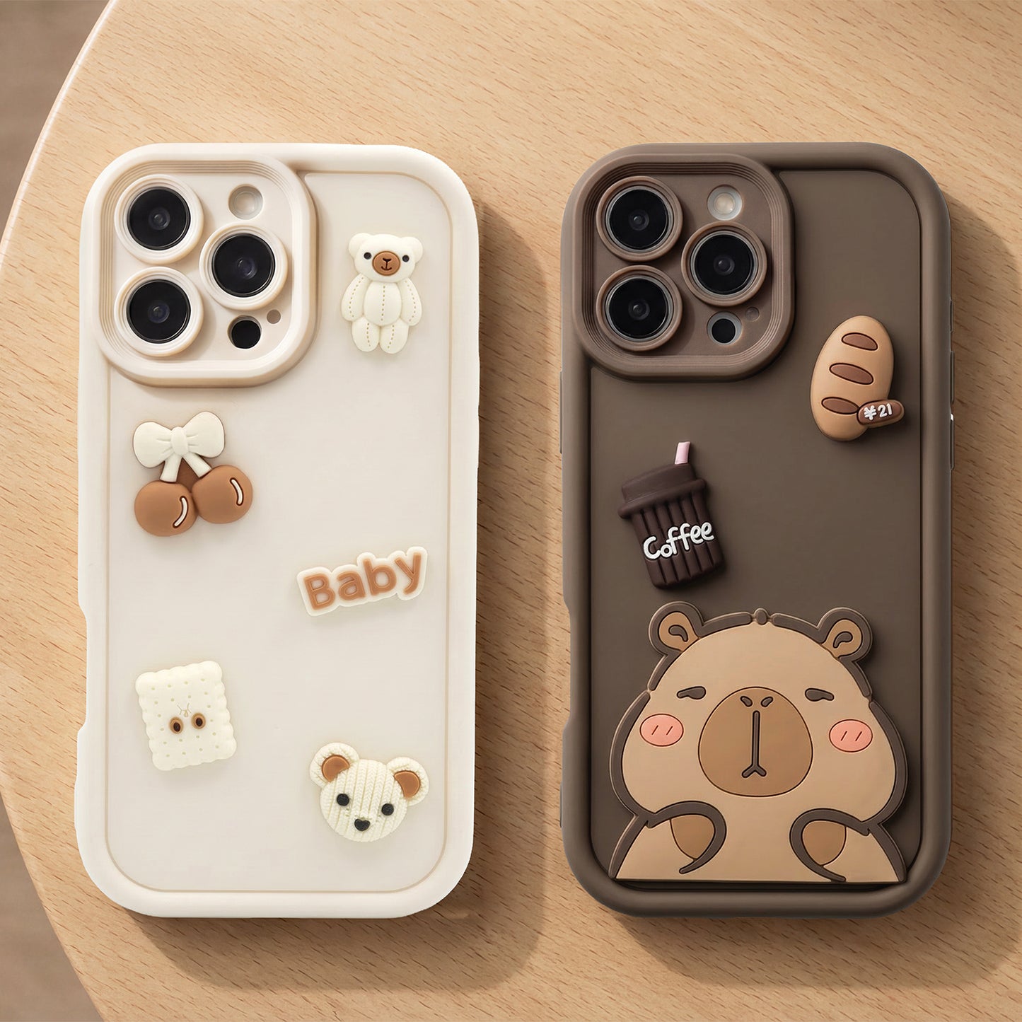 Case for Apple iPhone 17 Pro, OEM, Ultra Trendy 3D Capybara, Brown