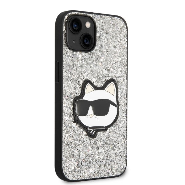Case for Apple iPhone 14, Karl Lagerfeld, Glitter Choupette Patch, Silver