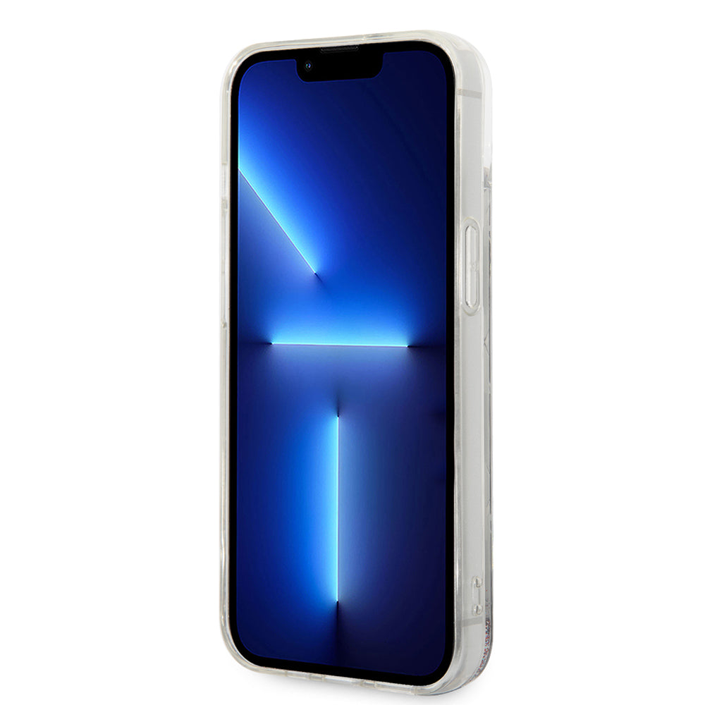 Case for Apple iPhone 14, Karl Lagerfeld, Liquid Glitter Monogram, Silver