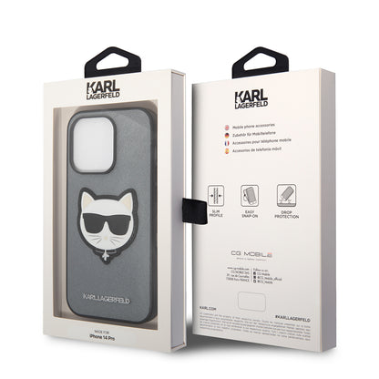 Case for Apple iPhone 14, Karl Lagerfeld, Saffiano Choupette's Head, Silver