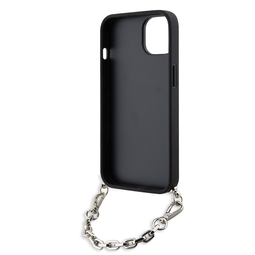 Case for Apple iPhone 14, Karl Lagerfeld, Saffiano Monogram Chain, Silver