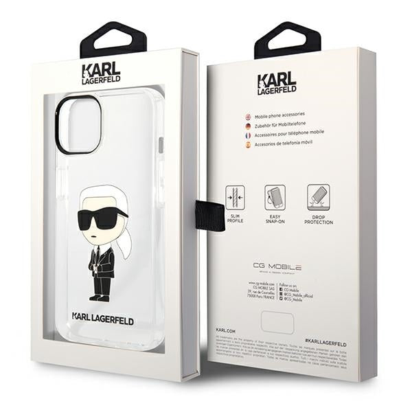 Case for Apple iPhone 14 Plus, Karl Lagerfeld, Ikonik Karl, Transparent