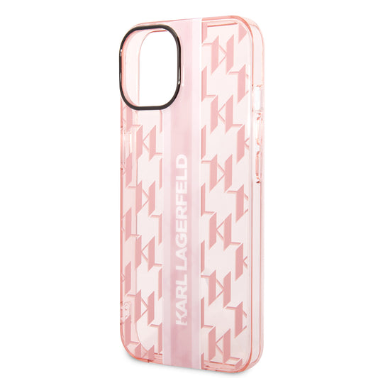 Case for Apple iPhone 14 Plus, Karl Lagerfeld, Monogram Stripe, Pink