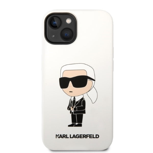 Case for Apple iPhone 14 Plus, Karl Lagerfeld, Ikonik Karl Silicone, White
