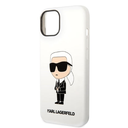 Case for Apple iPhone 14 Plus, Karl Lagerfeld, Ikonik Karl Silicone, White