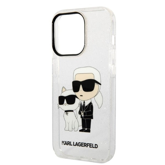 Case for Apple iPhone 14 Pro, Karl Lagerfeld, Glitter Karl & Choupette, Transparent