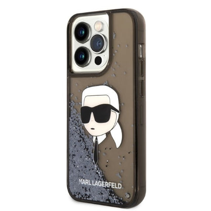 Case for Apple iPhone 14 Pro, Karl Lagerfeld, Glitter Karl's Head, Black