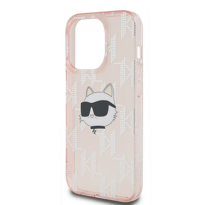 Case for Apple iPhone 14 Pro, Karl Lagerfeld, IML Luxury Monogram Choupette's Head, Pink