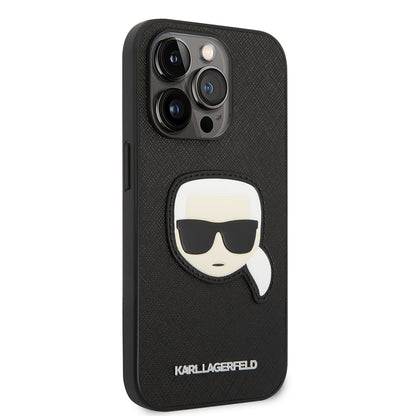 Case for Apple iPhone 14 Pro, Karl Lagerfeld, Saffiano Karl's Head, Black