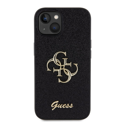 Case for Apple iPhone 15, Guess, Glitter Big 4G Script, Black