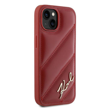 Case for Apple iPhone 15, Karl Lagerfeld, Diagonal Quilted Script, Rosie