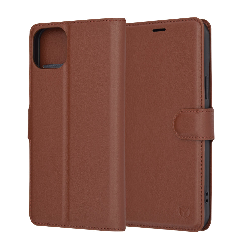Case for Apple iPhone 15 Plus, Techsuit, Leather Folio, Brown