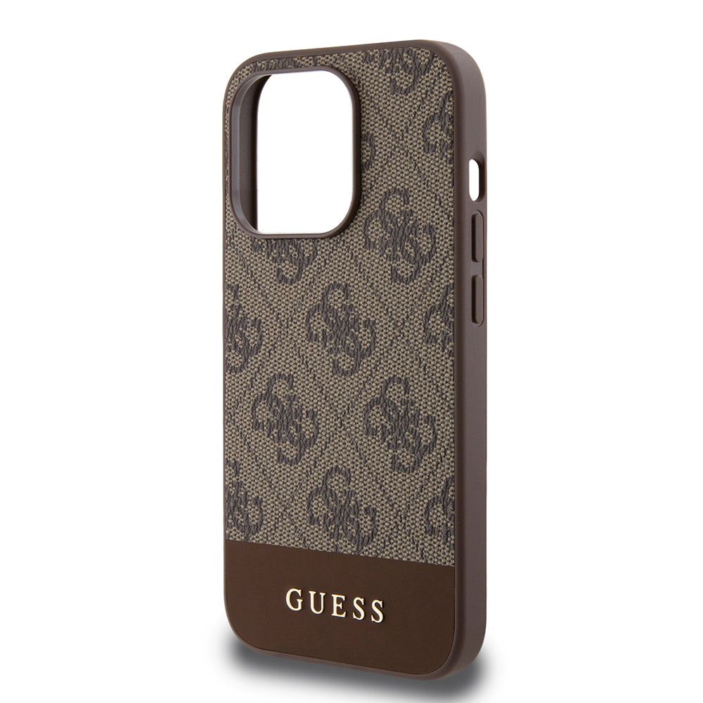 Case for Apple iPhone 15 Pro, Guess, 4G Stripe, Brown