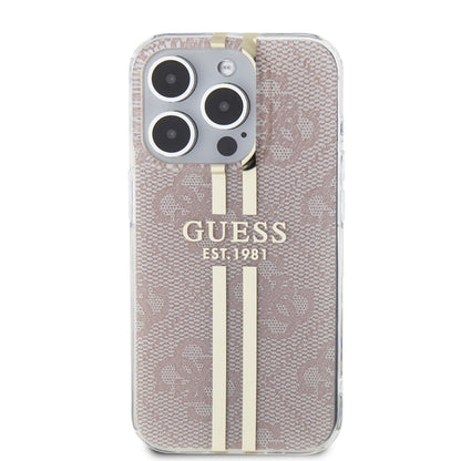 Case for Apple iPhone 15 Pro, Guess, IML 4G Gold Stripe, Pink