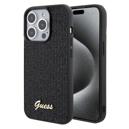 Case for Apple iPhone 15 Pro, Guess, PU Square Mirror Script Logo, Black GUHCP15LPMSDGSK