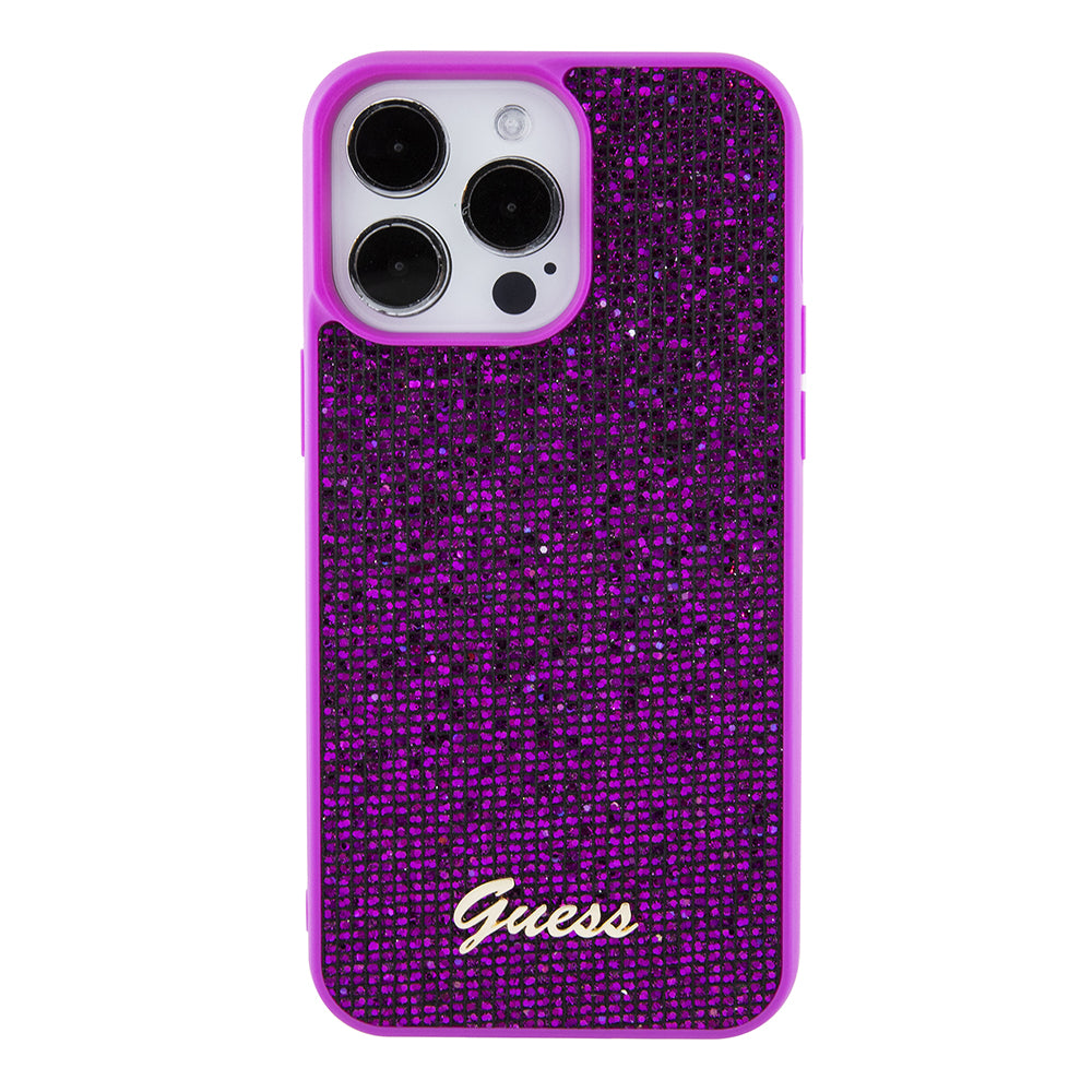 Case for Apple iPhone 15 Pro Max, Guess, Disco Metal Script, Fuchsia