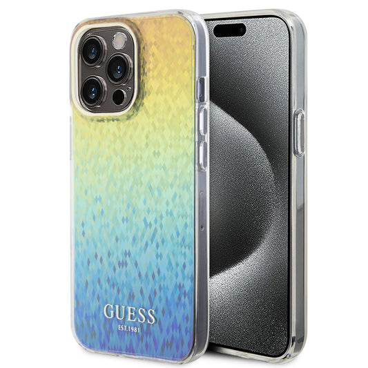 Case for Apple iPhone 15 Pro Max, Guess, IML Faceted Mirror Disco Iridescent, Multicolor