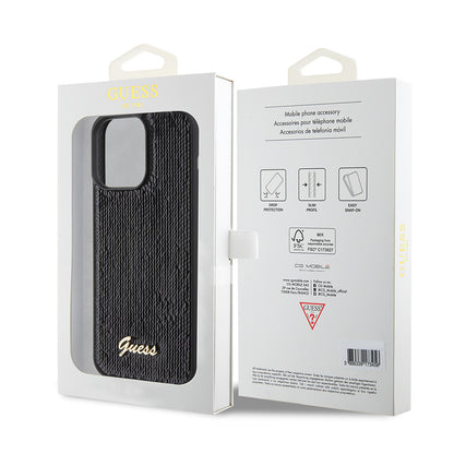 Case for Apple iPhone 15 Pro Max, Guess, Sequin Script Logo, Black GUHCP15XPSFDGSK