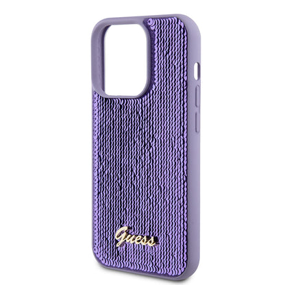 Case for Apple iPhone 15 Pro Max, Guess, Sequin Script Metal, Purple