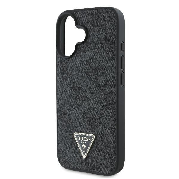 Case for Apple iPhone 16, Guess, Crossbody 4G Triangle Strass, Black