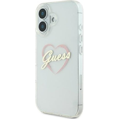 Case for Apple iPhone 16, Guess, IML Heart, Transparent