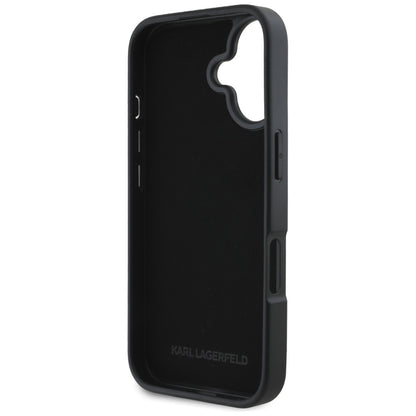 Case for Apple iPhone 16, Karl Lagerfeld, Grained Cardslots, Black