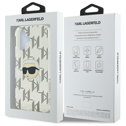 Case for Apple iPhone 16, Karl Lagerfeld, IML Luxury Electroplated Karl's Head, Transparent