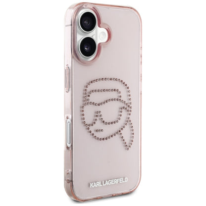 Case for Apple iPhone 16, Karl Lagerfeld, IML Rhinestones Karl's Head, Pink