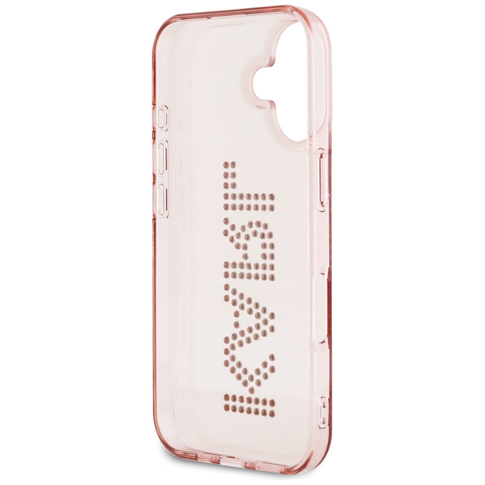 Case for Apple iPhone 16, Karl Lagerfeld, IML Rhinestones Pink Logo, Pink