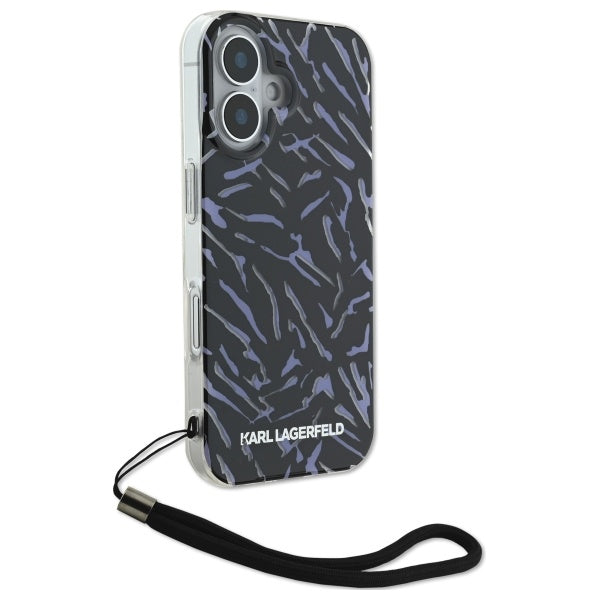 Case for Apple iPhone 16 Plus, Karl Lagerfeld, Zebra with Cord Strap, Purple