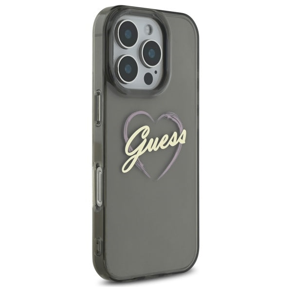 Case for Apple iPhone 16 Pro, Guess, IML Heart, Black