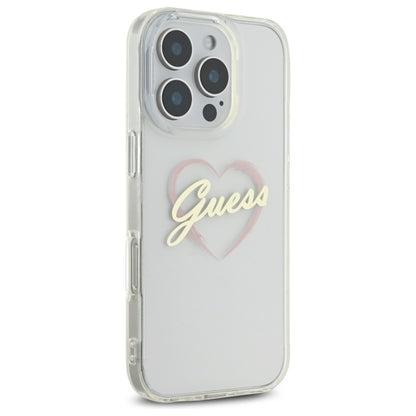 Case for Apple iPhone 16 Pro, Guess, IML Heart, Transparent